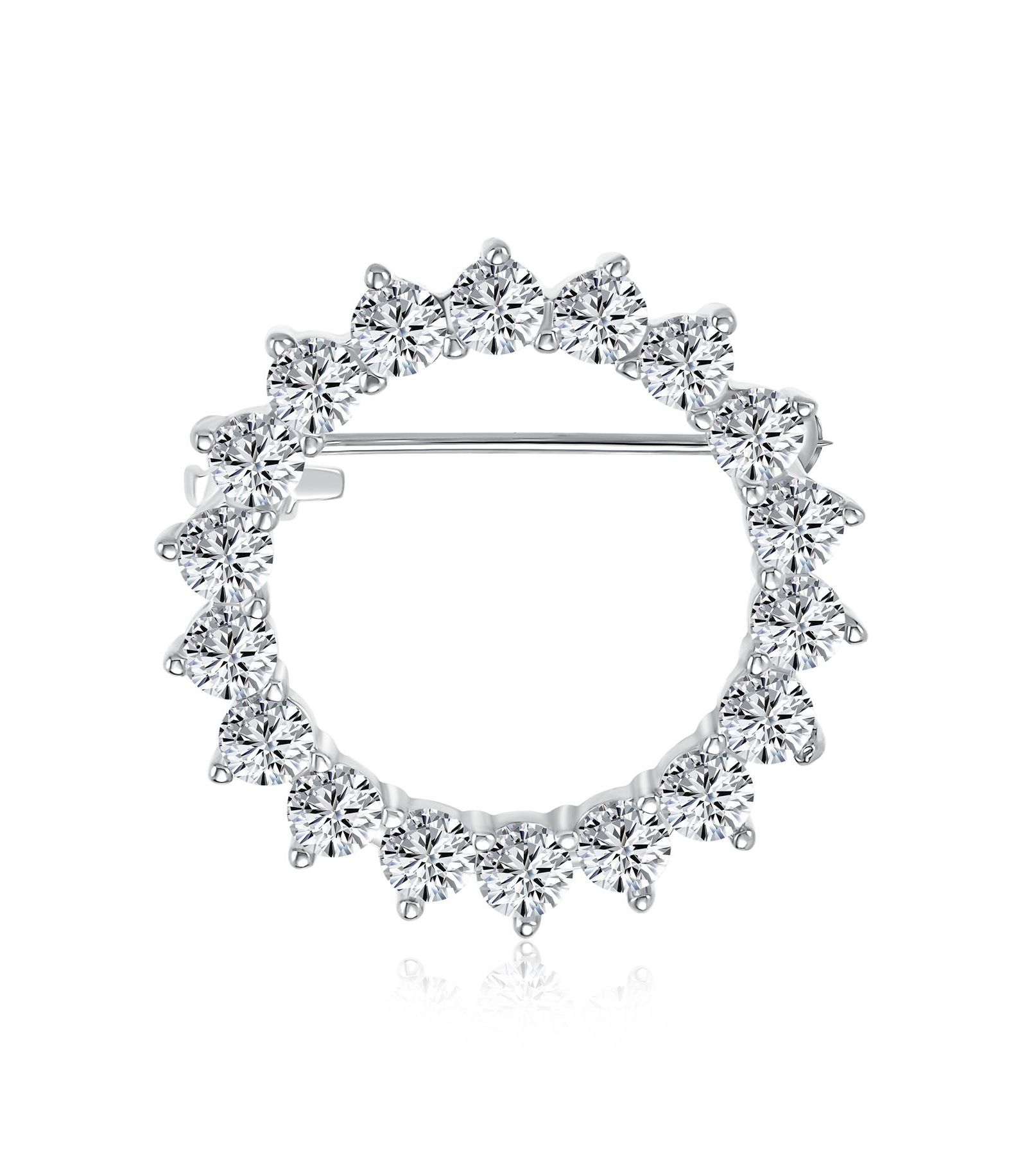 Bling Jewelry Classic Eternity Bridal Open Round Circle Clear CZ Brooch Pin Gold Plated