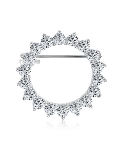 Брошь Bling Jewelry Classic Baguette Cut Cubic Zirconia CZ Scarf Circle Silver Plated
