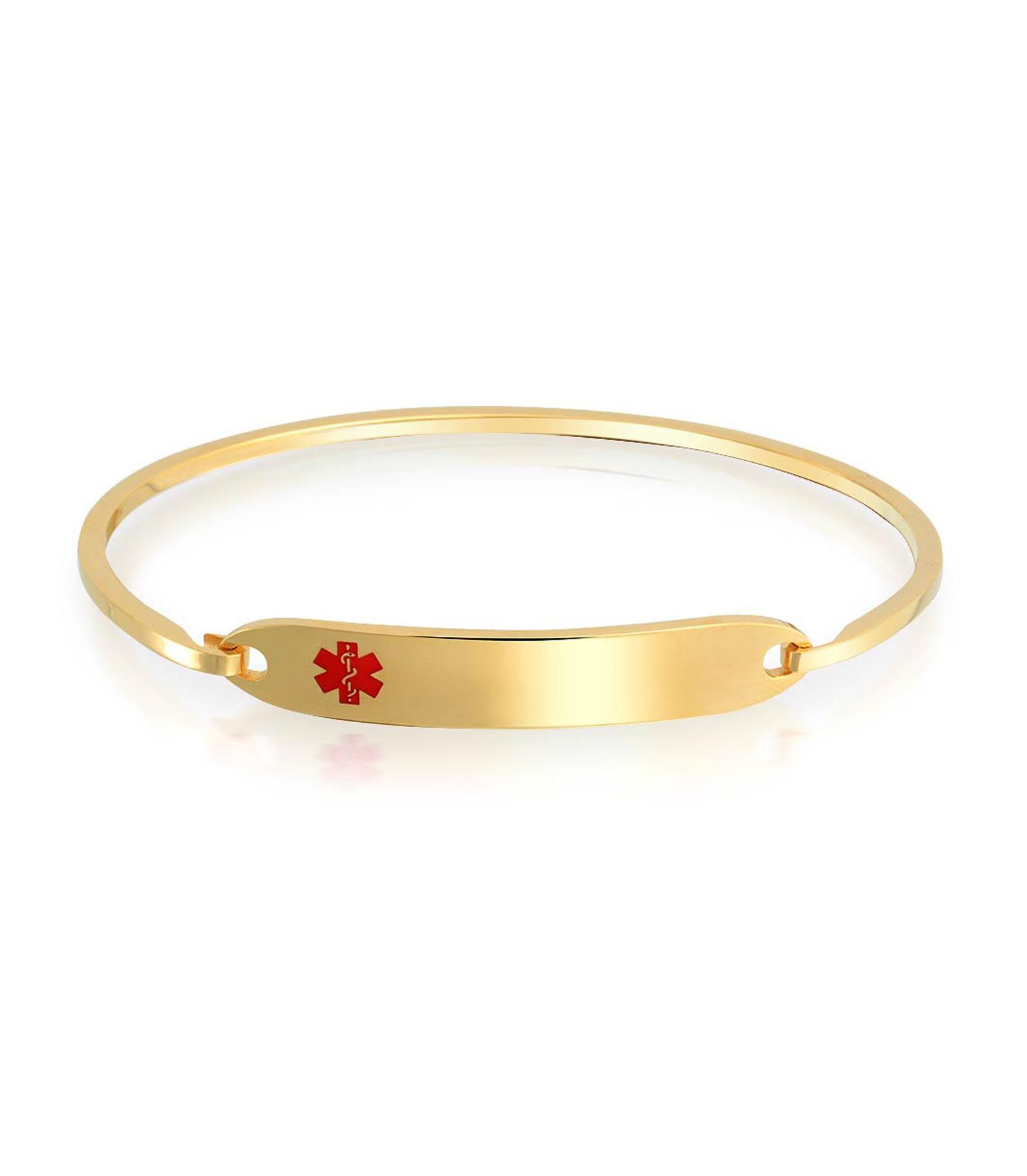 Bling Jewelry медицинский браслет-бэнгл, из нержавеющей стали серебристого цвета, 7 Inch