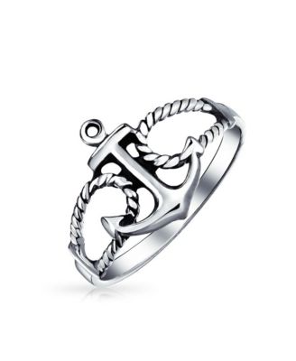 Bling Jewelry серебряное кольцо с якорем, тропический морской стиль