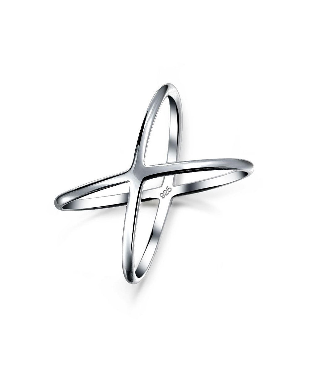 Кольцо Bling Jewelry Delicate Thin Open Geometric Atomic X Criss Cross.925 Silver Sterling