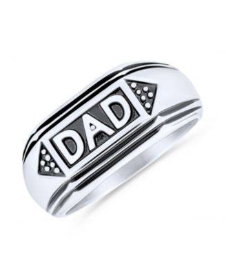 Кольцо-печатка Bling Jewelry DAD из черненого серебра и нержавеющей стали