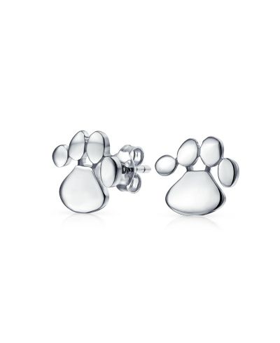 Bling Jewelry Серьги-гвоздики с отпечатком лапы, позолоченное серебро
