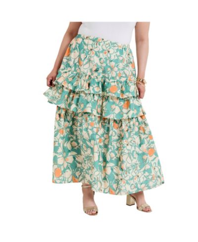 June & Vie Женская миди юбка Poplin Tiered