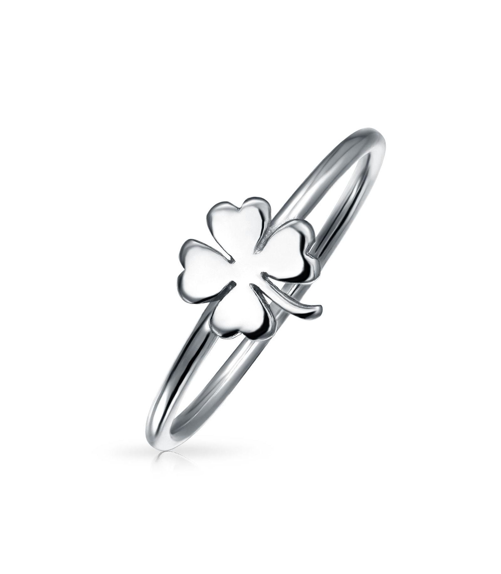 Bling Jewelry Delicate Tiny Celtic Shamrock Clover Ring for Good Luck 925 Sterling Silver