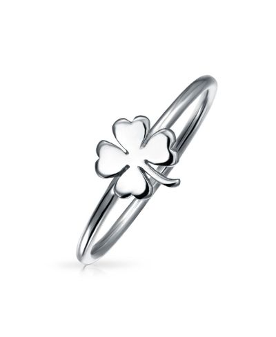 Bling Jewelry кольцо-миди Irish Shamrock Four Leaf Clover, Sterling Silver