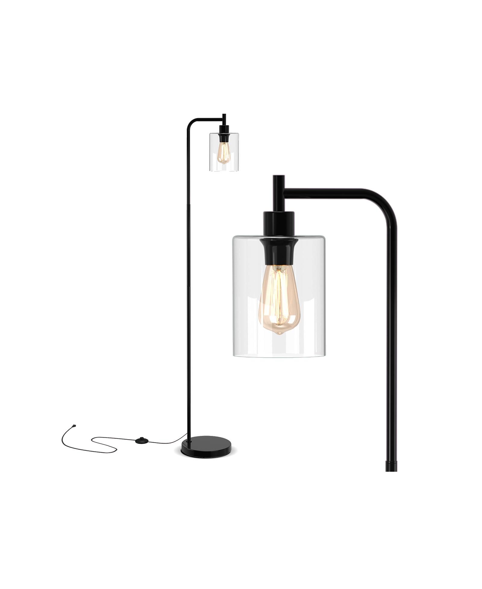 Slickblue Modern Floor Lamp with Hanging Glass Shade and Foot Switch for Living Room