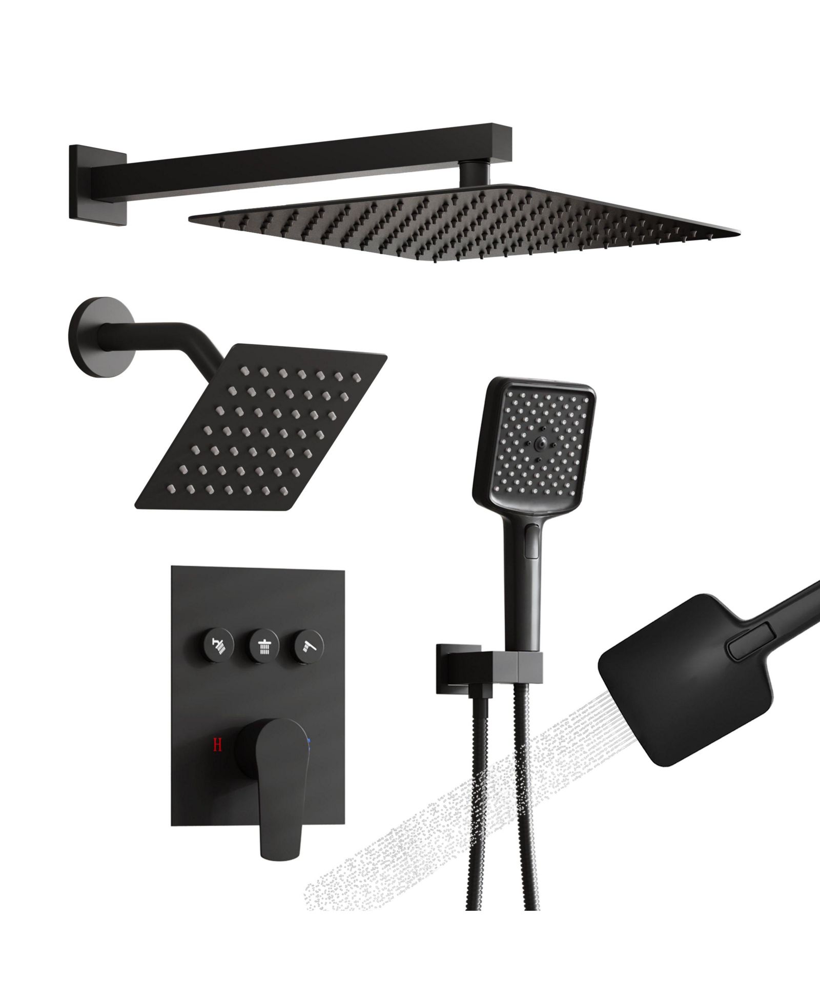 Mondawe 3-Function Dual Shower Head Pressure-balanced Shower System with 4 Sprays Handheld