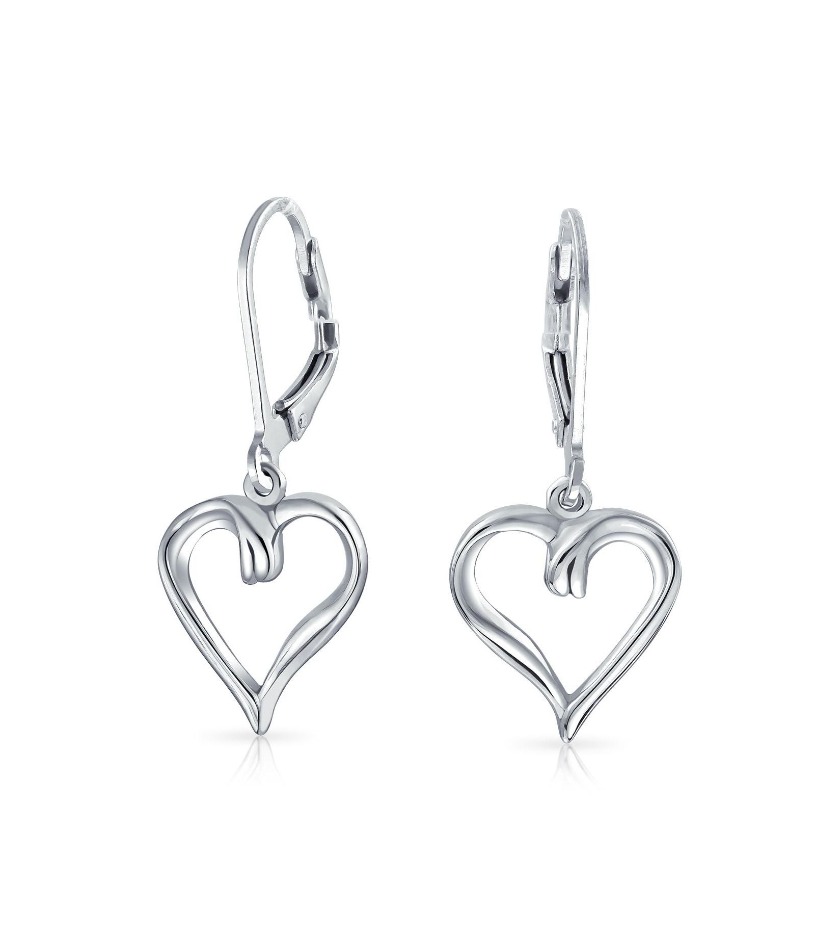 Серьги Bling Jewelry Delicate Open Heart Shaped Dangle Plated Sterling