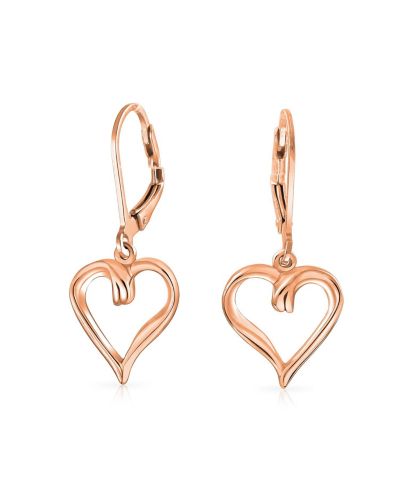 Bling Jewelry Romantic Open Heart Dangle Earrings .925 Sterling Silver