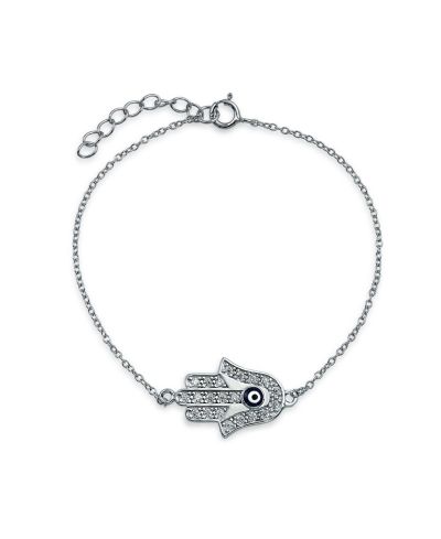 Bling Jewelry Dainty Spiritual Evil Eye and Hamsa Hand Charm Bracelet Gold Sterling Silver
