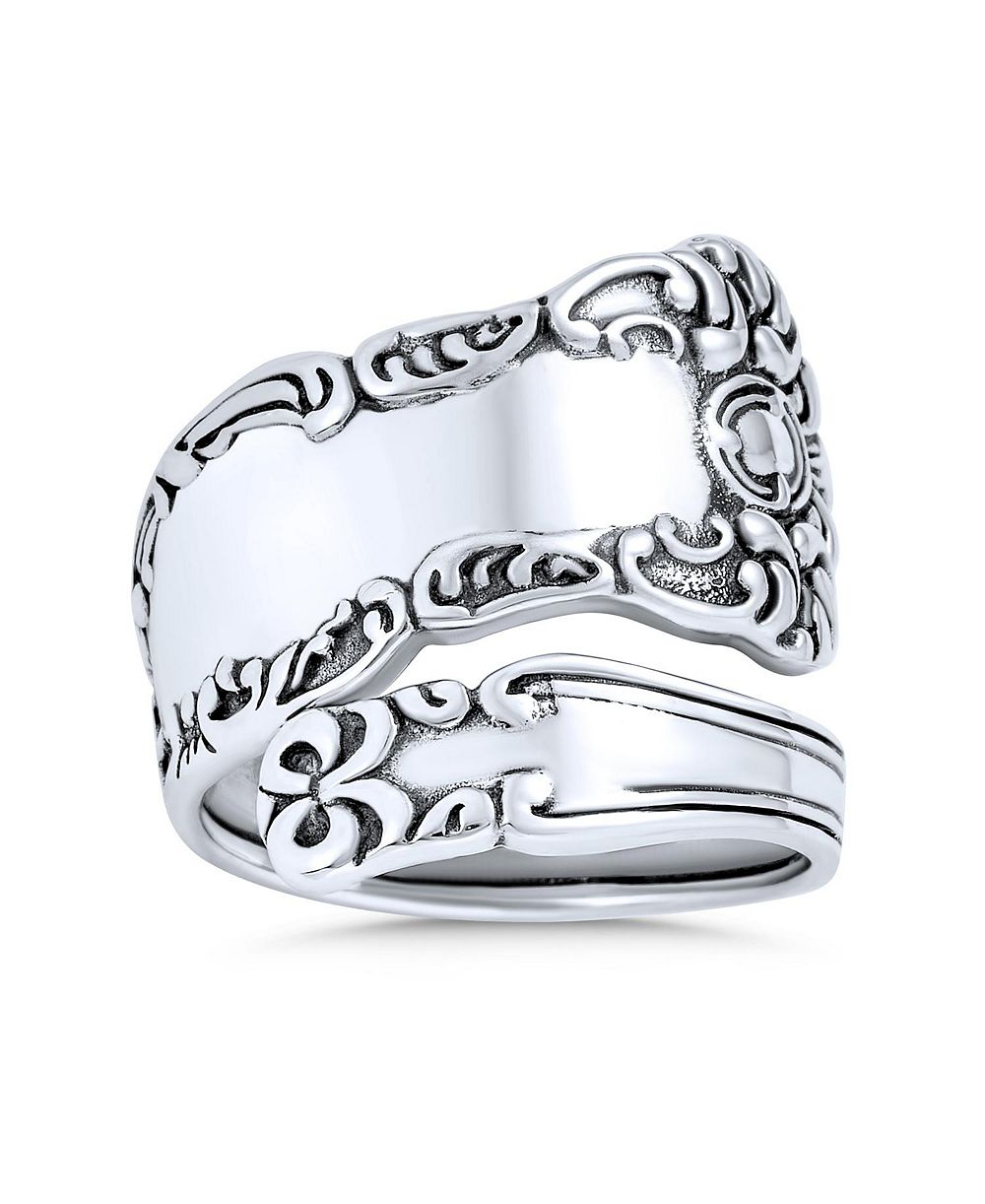 Кольцо Bling Jewelry Boho Bypass Spoon Band из оксидированного стерлингового серебра регулируемое