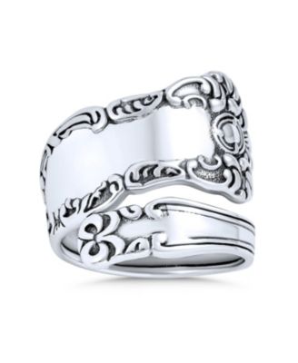 Кольцо Bling Jewelry Boho Bypass Spoon Band из оксидированного стерлингового серебра регулируемое