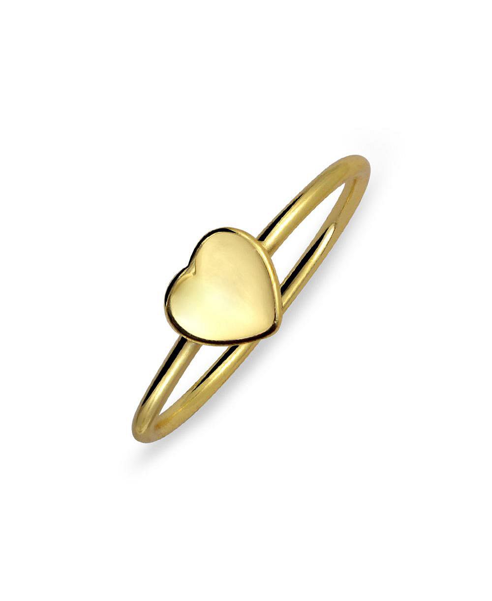 Bling Jewelry Tiny Blank Heart Shape Initial Monogram Signet Ring Gold Sterling Silver
