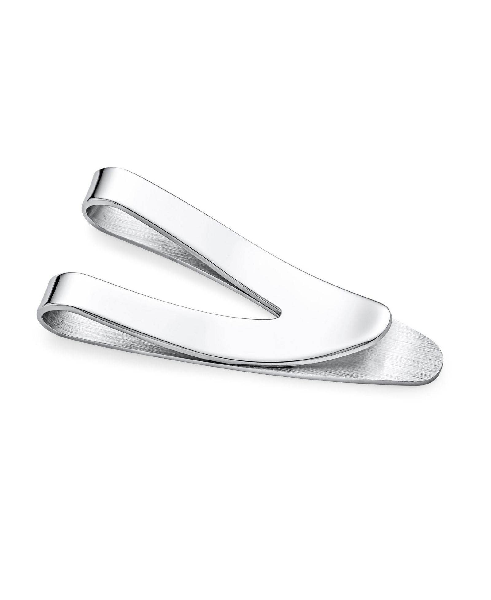 Bling Jewelry V-Shaped Large Wide Strong Plain Money Clip Card Holder Stainless Steel