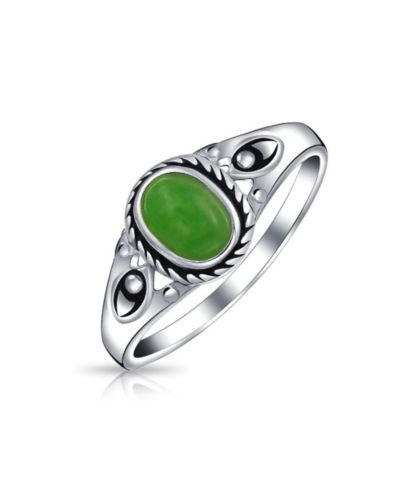 Кольцо Bling Jewelry Petite Cabochon Boho Fashion Bali Style Oval Dyed Jade Bezel Filigree Band.925 Sterling