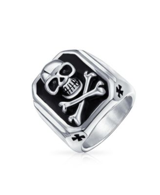 Кольцо-печатка Bling Jewelry из нержавеющей стали с черной череп и костями пирата