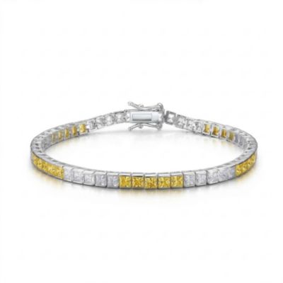 Genevive Minimalist Sterling Silver Radiant CZ 3MM Slim Tennis Bracelet