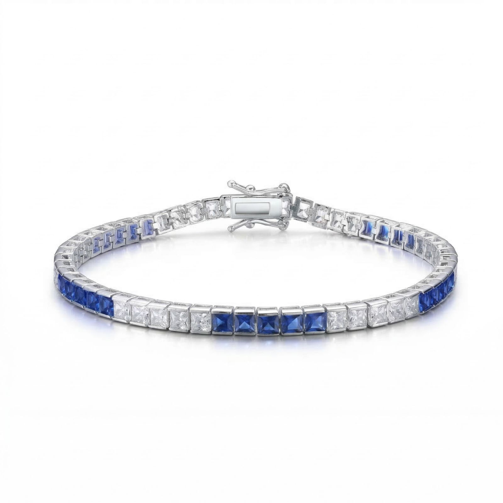 Тонкий браслет Genevive Minimalist Sterling Silver Radiant CZ 3MM Tennis