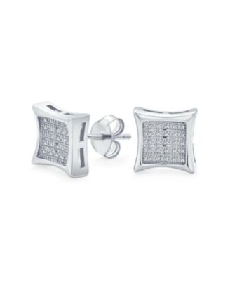 Bling Jewelry серьги-гвоздики с квадратным камнем CZ, стерлинговое серебро, 9mm