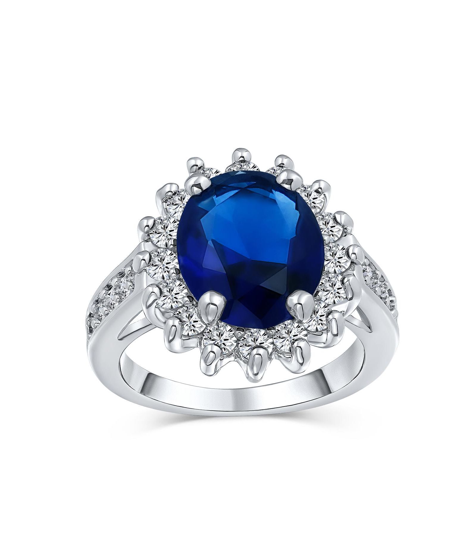 Bling Jewelry классическое кольцо обещания с короной из CZ и камнями из кубического циркония 5CTW, серебристое напыление