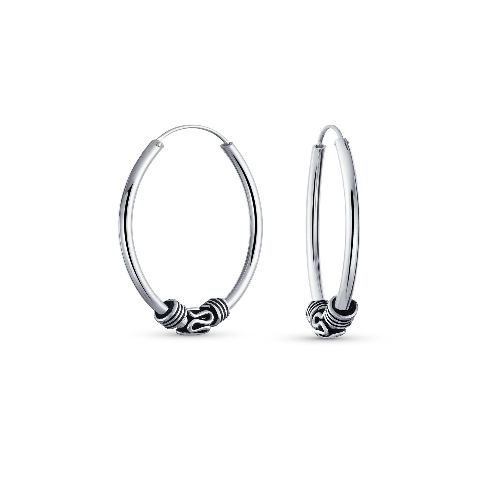 Серьги-кольца Bling Jewelry Bali Indigenous Swirl из оксидированного стерлингового серебра
