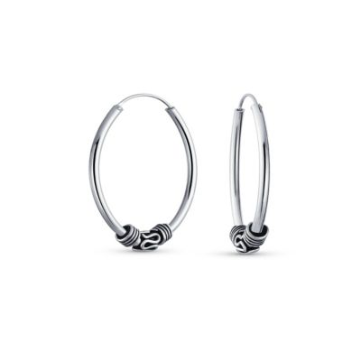 Серьги-кольца Bling Jewelry Bali Indigenous Swirl из оксидированного стерлингового серебра
