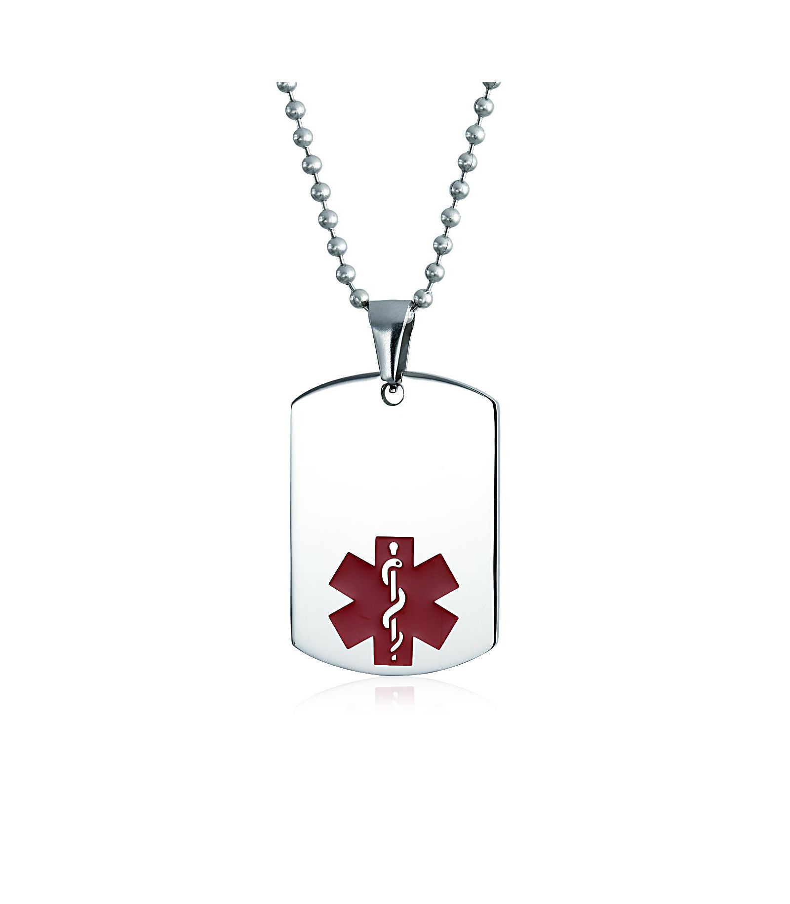 Подвеска-кулон Bling Jewelry Medical ID Dog Tag со стальной цепочкой 20"