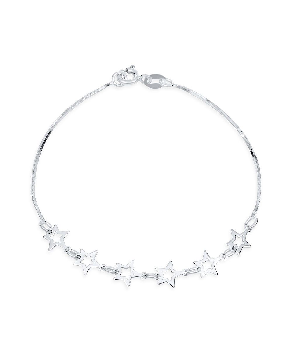 Bling Jewelry Dainty Celestial Open Star Multi Charm Bracelet .925 Sterling Silver 7
