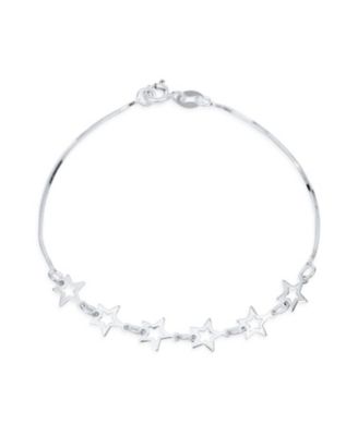 Bling Jewelry Dainty Celestial Open Star Multi Charm Bracelet .925 Sterling Silver 7