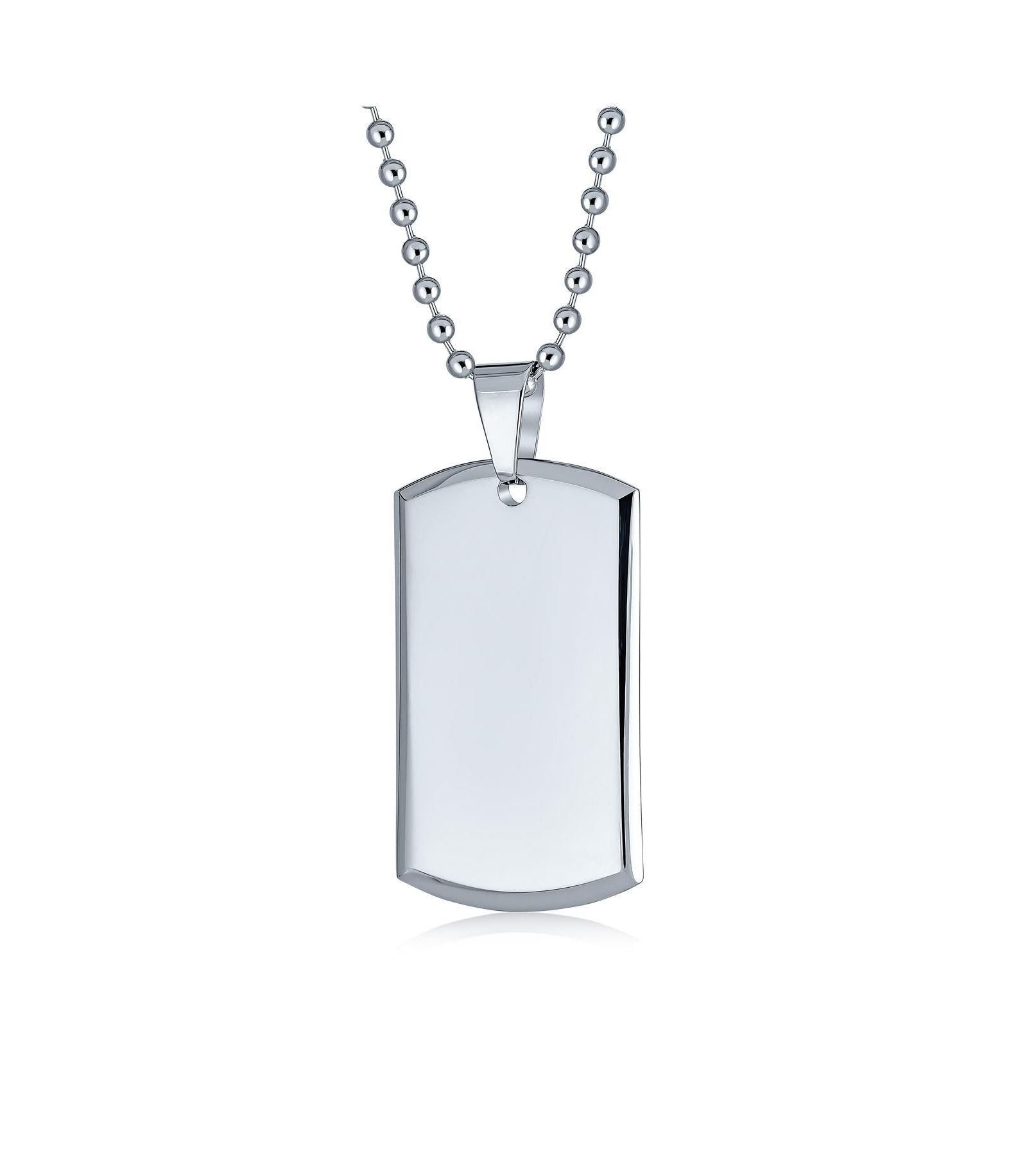 Bling Jewelry Military Army Style Dog Tag Pendant Necklace Silver Tone Stainless Steel