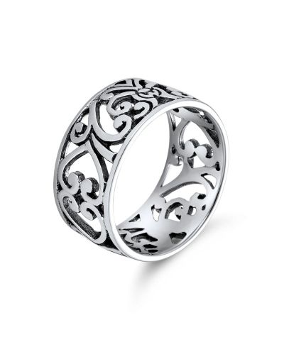Кольцо Bling Jewelry из серебра.925 с узором в виде сердца