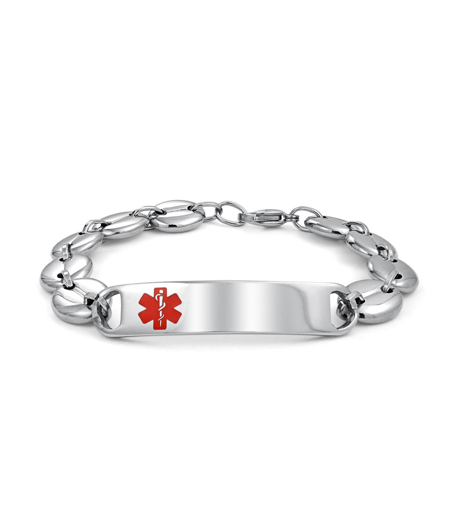 Мужской медицинский браслет Bling Jewelry с идентификационной биркой, стальная цепь Mariner, серебристый цвет, 8 дюймов
