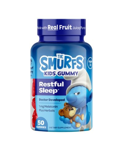 Детские витаминные жевательные конфеты Smurfs Restful Sleep с мелатонином, Smurfs со вкусом ягод, 50 шт