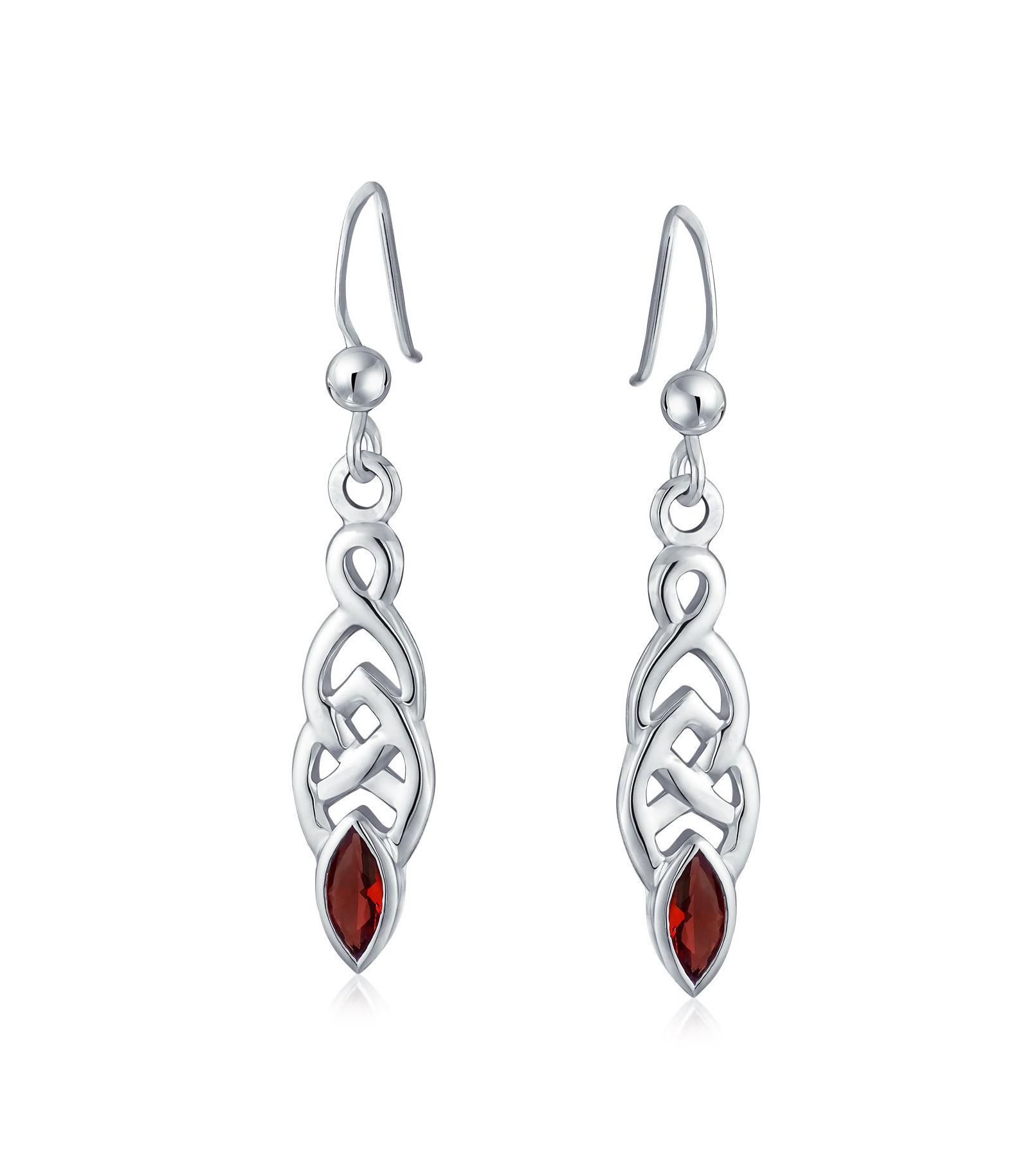 Bling Jewelry Серьги-подвески Celtic Love Knot с CZ в стерлинговом серебре