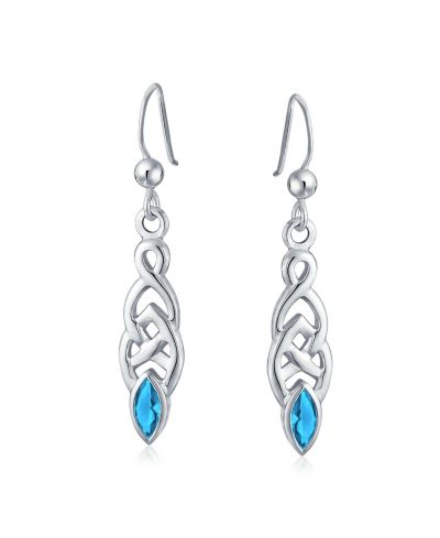 Bling Jewelry Серьги-подвески Celtic Love Knot с CZ в стерлинговом серебре