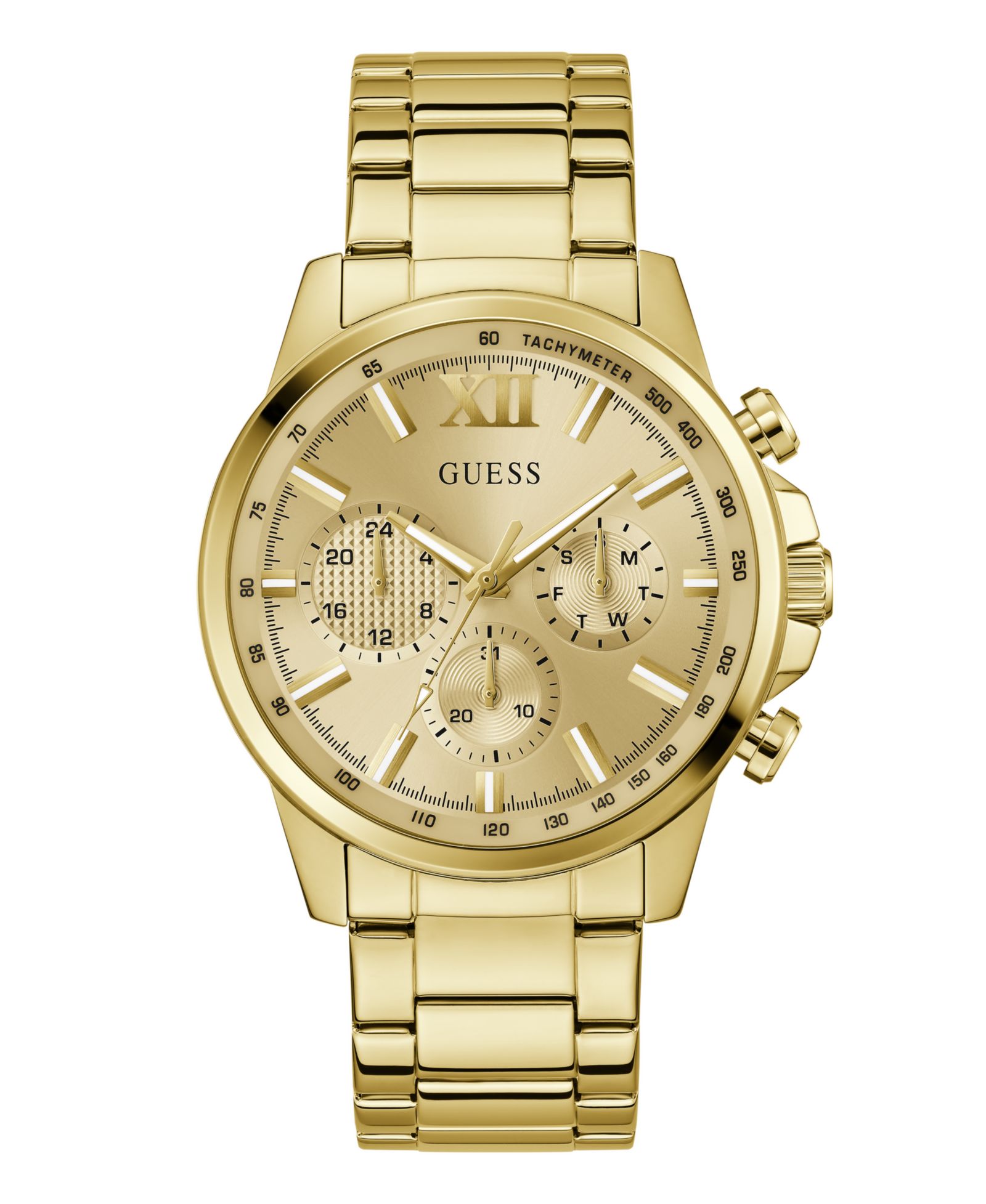 GUESS Men's Multifunction Gold Tone Stainless Steel Watch, 44mm