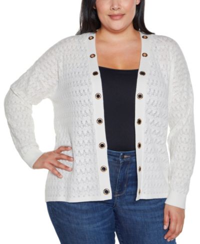 Кардиган Belldini Plus Size Black Label Pointelle and Grommet Open