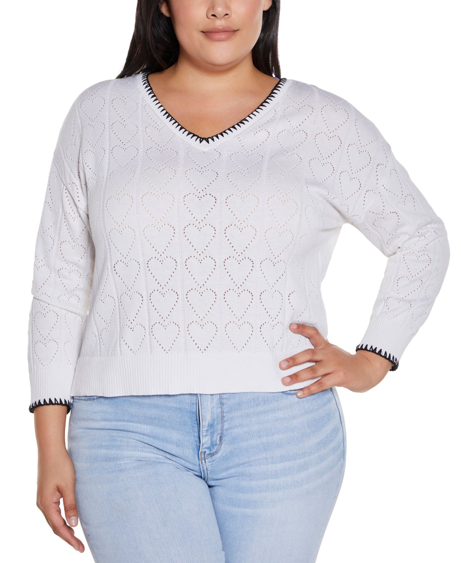 Belldini джемпер Pullover Plus Size с узором Heart Pointelle