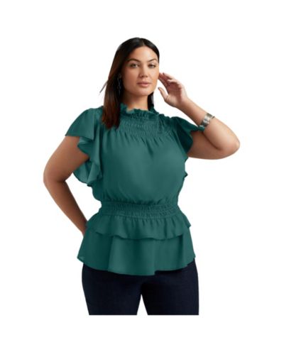 Женская блузка June & Vie Mockneck Ruffle