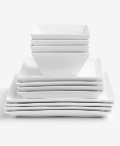 The Cellar Whiteware Square 12-Pc. Dinnerware Set, Service For 4