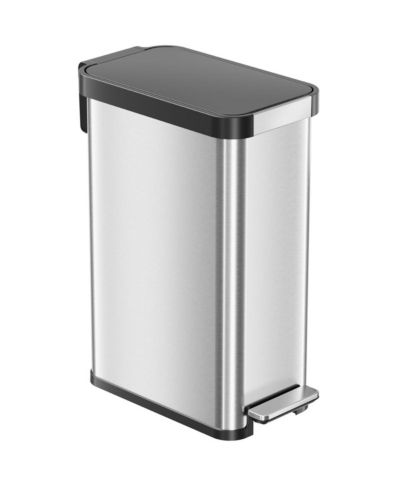 Узкая мусорная корзина iTouchless SoftStep 13.2 Gallon с фильтром запаха, из нержавеющей стали, 50 Liter