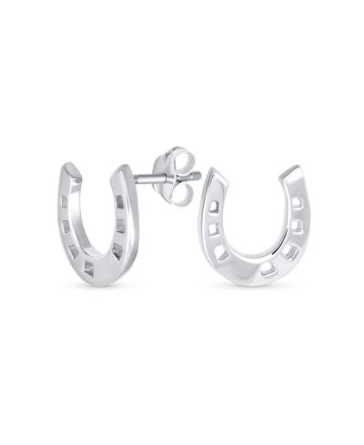 Bling Jewelry Good Luck Horseshoe Stud Earrings .925 Sterling Silver Western Jewelry Gift