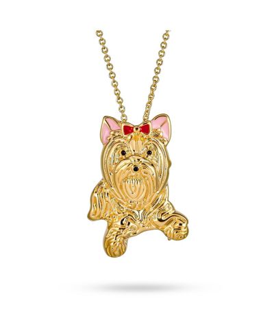 Bling Jewelry кулон-собака Best Friend Dog Pendant Necklace Bow Yorkshire Terrier Shih Tzu