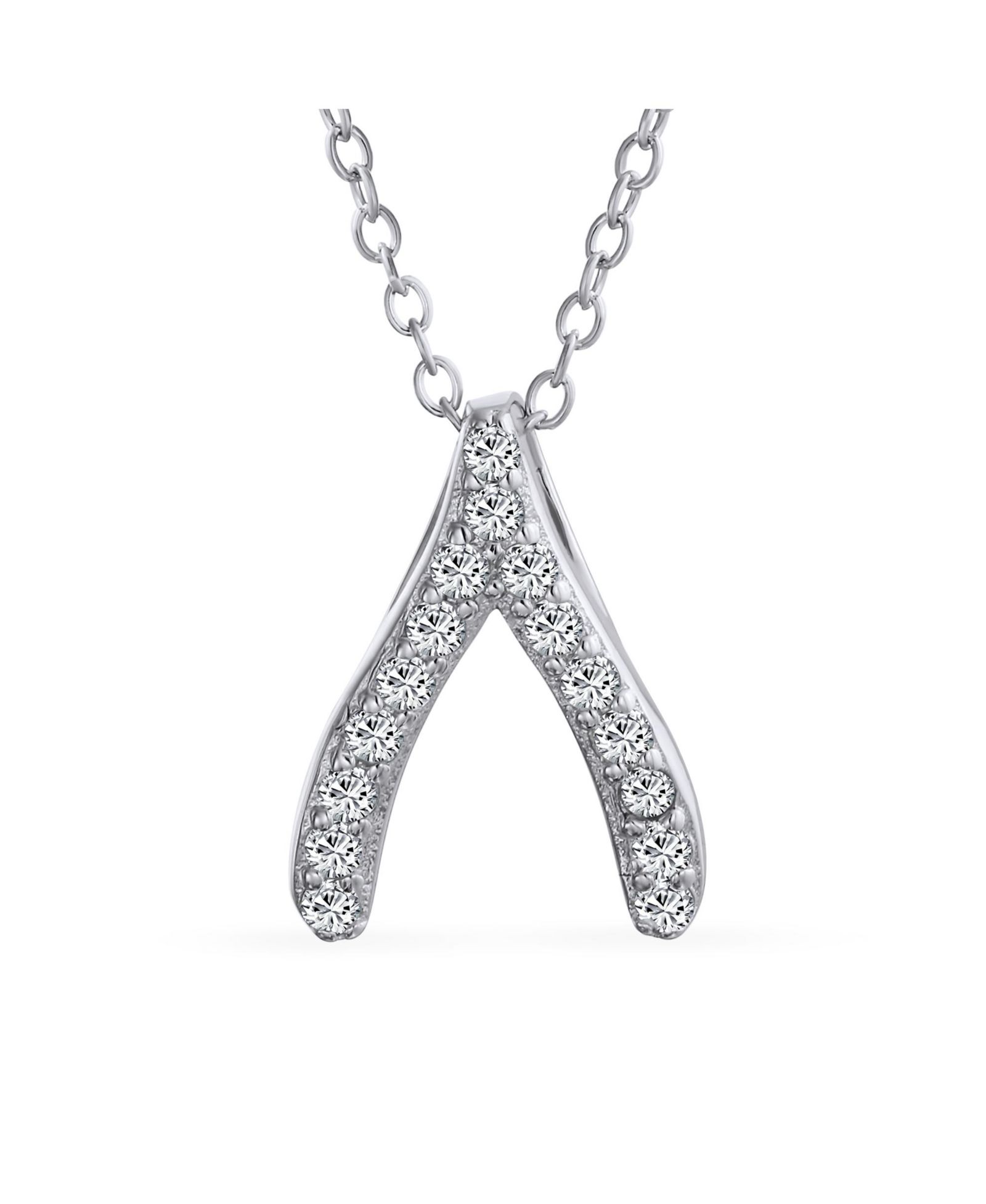 Подвеска Bling Jewelry Pave CZ Good Luck Wishbone из стерлингового серебра