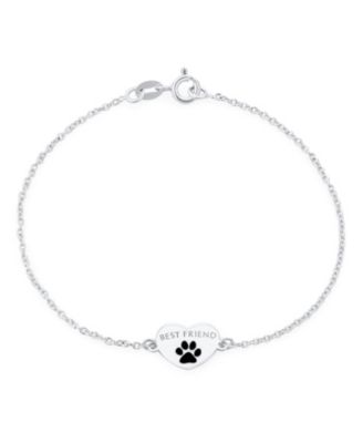 Браслет Bling Jewelry Dainty Charm с сердечком и отпечатком лапы, стерлинговое серебро