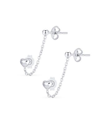 Серьги Bling Jewelry Love: мини-сердечко и цепочка с шариком, серебро