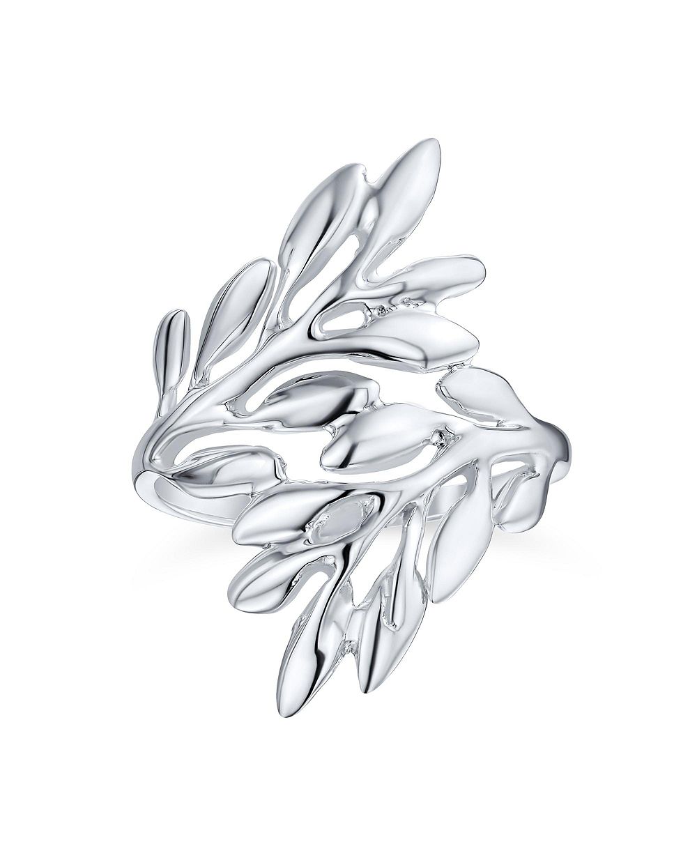 Bling Jewelry Nature-Inspired CZ Laurel Leaves Leaf Full Finger Ring .925 Sterling Silver