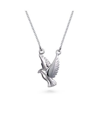 Bling Jewelry Dainty Faith Bird Peace Dove Pendant Station Necklace .925 Sterling Silver