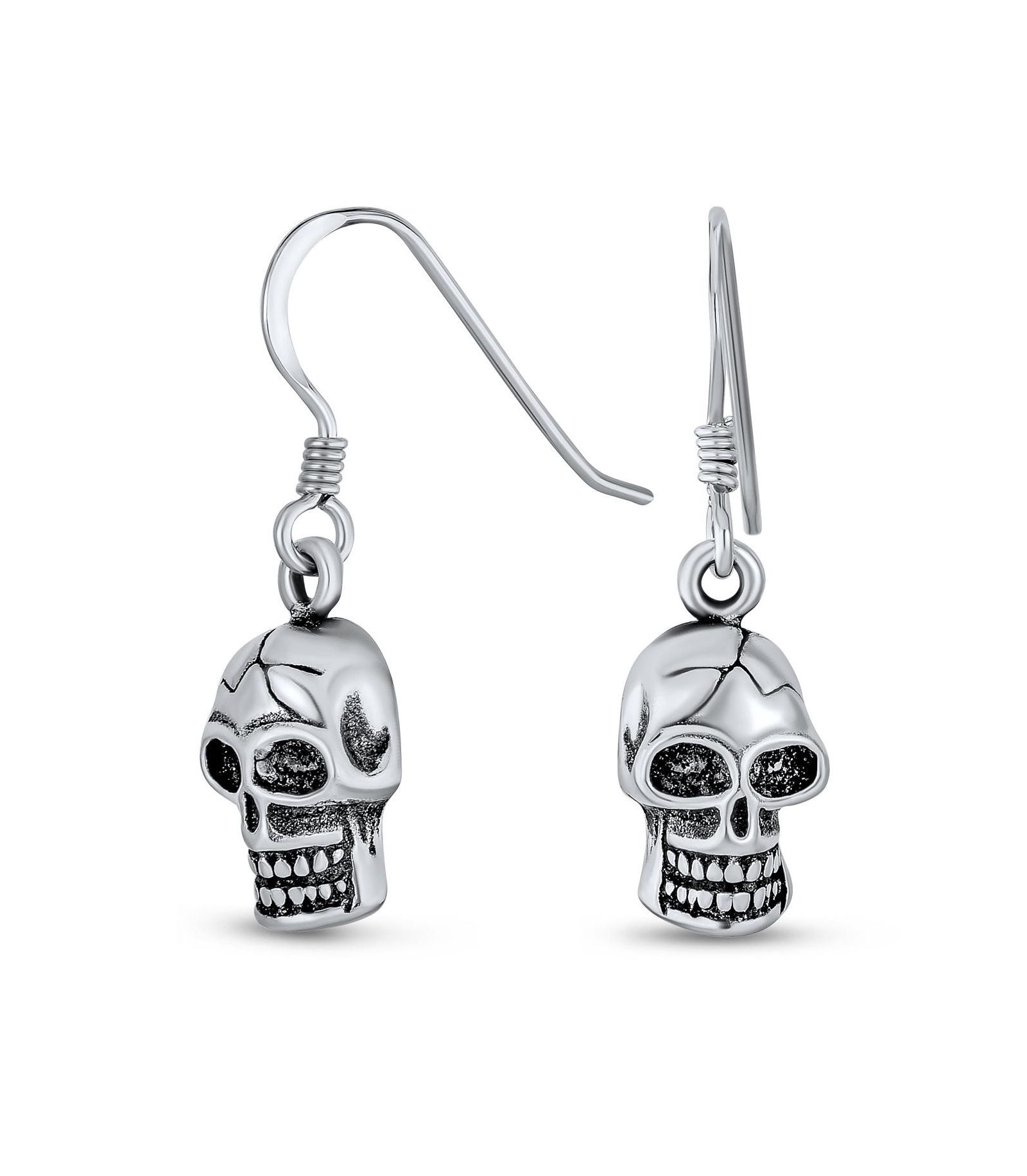 Серьги Bling Jewelry Biker Pirate Skull.925 Sterling Silver